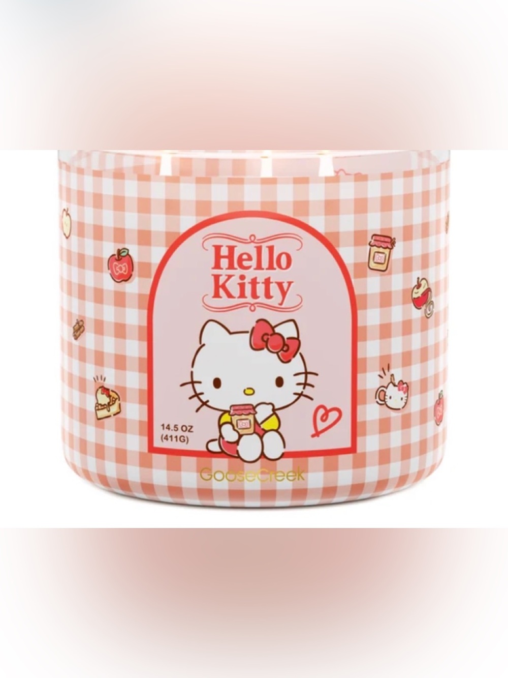 Hello Kitty Peach Gingham Scented Candle -